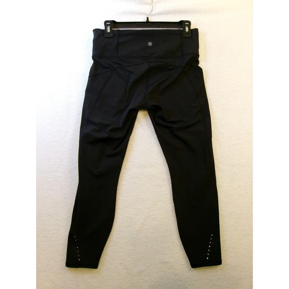 Athleta Rainier 7/8 Tight Leggings Black High‎ Rise Zip Pockets 985342 Womens M